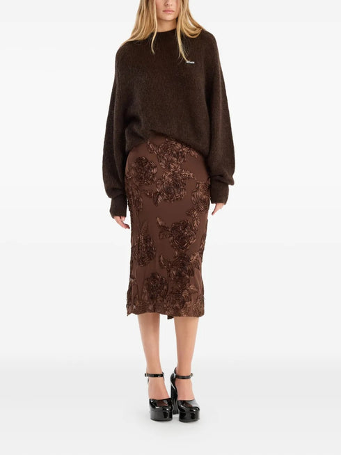 ROTATE FLOWER MESH PENCIL SKIRT